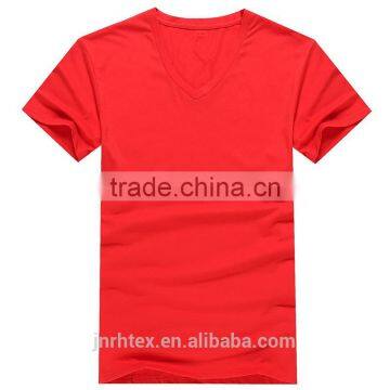 Custom Plain Short Sleeve V-neck 100%cotton T-shirt for Men photo-4