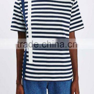 Tape Drop Over The Shoulder Stripe Boxy Tee for Girls photo-3