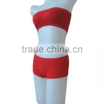 Nice Quality New Style Seamless Woman Underwear Ladies One Piece Bandeau Bra w Removable Cup Pad & Boxer photo-2