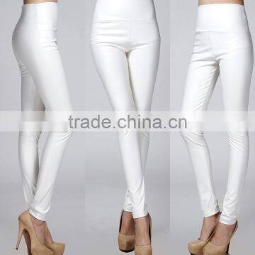 Wholesale Plain Womens Tight Pants/sexy Faux Leather High Waist Leggings Stretch PU Pants Laides Skinny Trousers photo-3