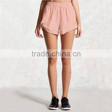 Wholesale Hot Sale Women Roll-tab Elasticized Waist Linen Sport Gym Shorts photo-5