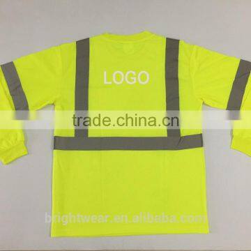 ANSI 107 High Visibility Long Sleeve Chinastar Sew-on Tape Breathable Reflective Tshirt