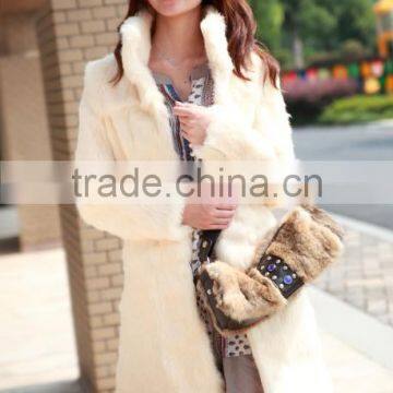 The new real rabbit fur fur rabbit leather collar collar fur long coat female models fur coat