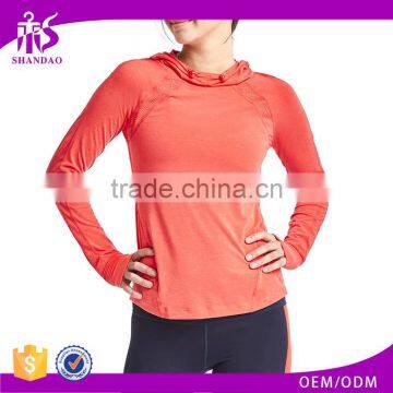 Shandao Factory Manufacturers Cheap Pullover Orange Running Long Sleeve fitness yoga wear