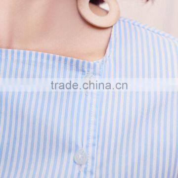 Latest New Striped Shirt Designs for Women Long Sleeven Cotton Shirt photo-3