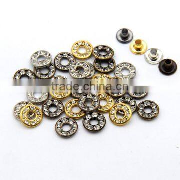 4 Colors 9mm Round Metal Brass Rhinestone Eyelets Crystal Diamond Grommets Glass Eyelets RE-9mm-001 photo-2