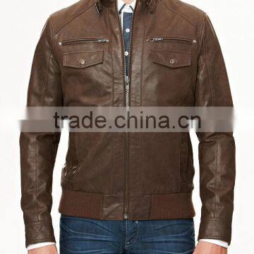 slim fit cheap leather jacket men