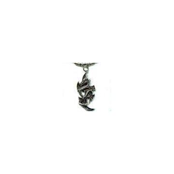 silver Heavy Tattoo Dragon Pewter Pendant