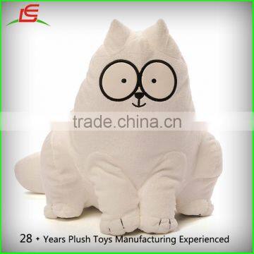 Stuffed Animal Plush White Kitty Simon's Cat With Glasses