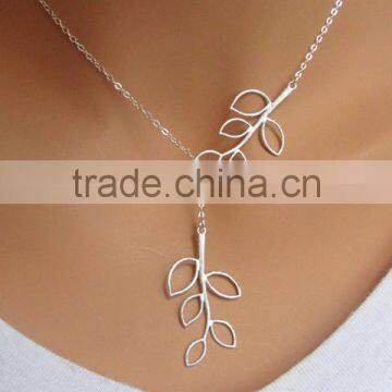 Tree Leaf Silver Chain Necklace Alloy Link New Bib Necklace 2017