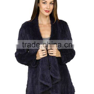 SJ460-02 Hot Sale Rabbit Knitted Fur Sweater Cardigan Australia Design