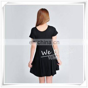 Summer Dress Bamboo Fiber Rayon Pleated O Neck Short Sleeves photo-3