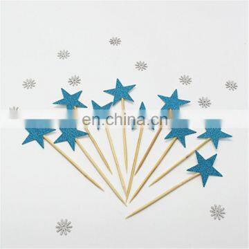 Cheap Blue Stars Paper Cupcake Toppers Birthday Cake Decorations