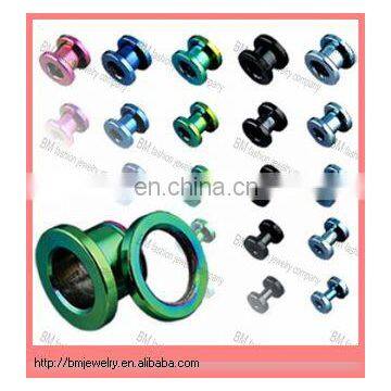 Coated Titanium Flesh Tunnel Piercing Screw Plug Piercing Stainless Steel Body Jewelry
