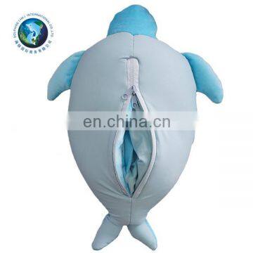2 in 1 Memory Foam Stuffed Animal Soft Plush Blue Color Dolphin Toy u Shaped Pillow Cushion Convertible Kids Travel Neck Pillow photo-4