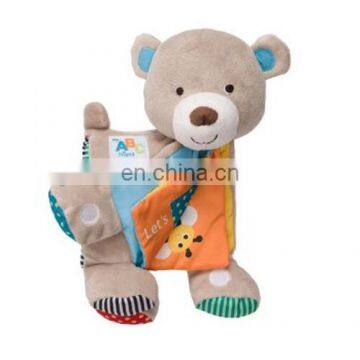 Funny bear shape plush book baby education toys