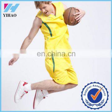 Yihao 2015 hot selling custom mens 100% polyester cheap breathable basketball jersey uniform set