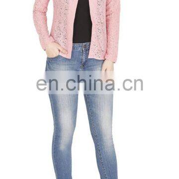 Beautiful pink polyester blazer for women