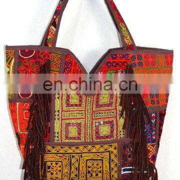 Banjara bag leather Bags Hobo Tote Ethnic Tribal Gypsy Leather handle Indian Hippie Hobo Coins Cowrie Women tote bag wholesale