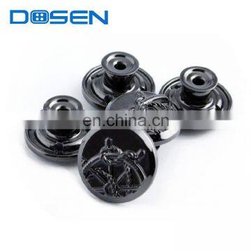 Engraved Black Shiny Alloy Metal designer button