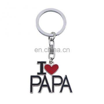 Wholesale Cheap Stock Type Enamel Style Creative Mother's Day Father's Day Gift Metal I Love Papa Keychain I Love MAMA Keychain photo-2