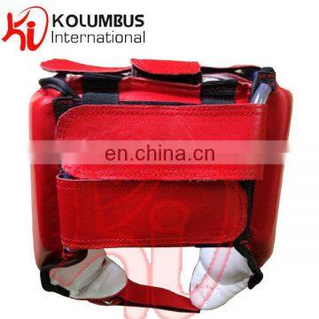 Red Head Guard In Leather, Boxing Head Guard Helmet, Head Guard Made In Leather Full Adjustable photo-2