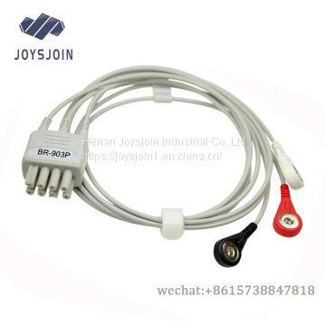 Nihon Kohden 3 lead ECG Trunk cable and leads for patient monitor, P/N: BR-903P