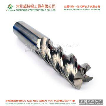 solid carbide end mill spiral milling cutter with 45 degree 4 flutes