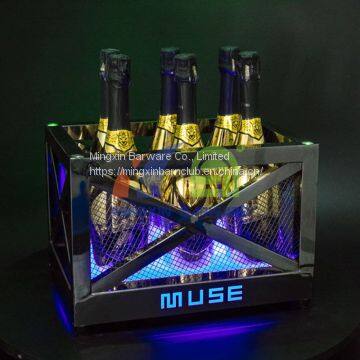 Metal Frame LED Ice Bucket with Laser Lighting  LED Ice Bucket