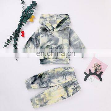 Baby Kids Fall Toddler Outfit Velvet Tracksuit Tie Dye Hoodie Set photo-3
