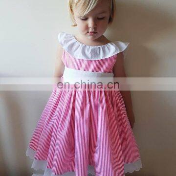 2019 summer New Design Fashion Girls Cute Baby Pink Dress with Bow striped dress