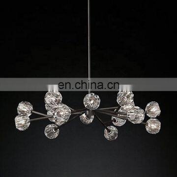 Modern Beautiful Home Decor E27 White Crystal Ceiling Pendant Light With Gold Frame photo-3