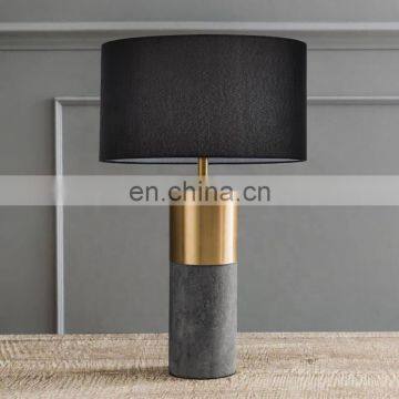 2020 Black gold fabric bedside table lamp luxury marble led reading lamp