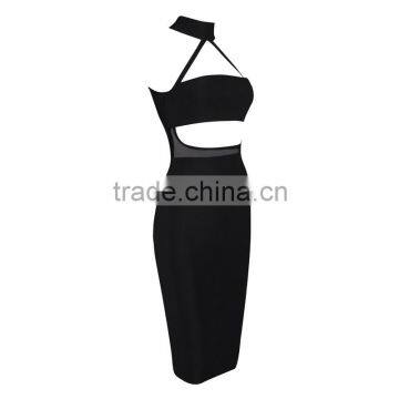 Summer Dress Wholesale Luury 2016 New Fashion Black High Neck Sey Women Evening Party Bandage Dress Bandage Bodycon Women Wearin photo-2