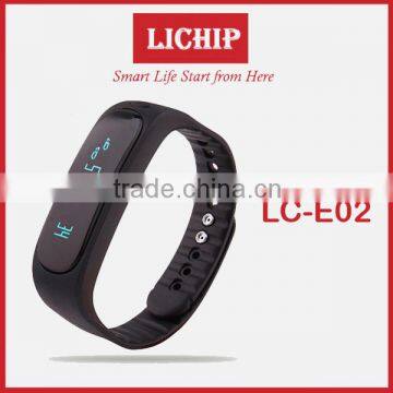 OLED screen /call remind/sleep monitor/Calorie/pedometer/IP56 waterproof/Time/Tempreture E02 Smart Bracelet