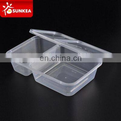 Disposable plastic two compartment food container