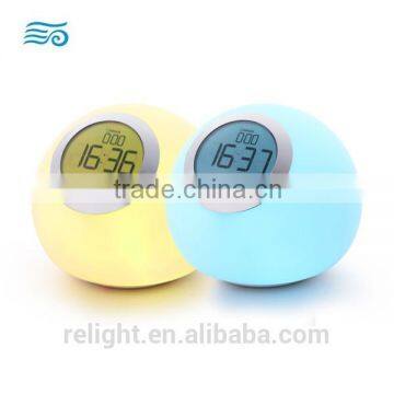 Color changing LED Night Light for children with clock display and alarm clock function