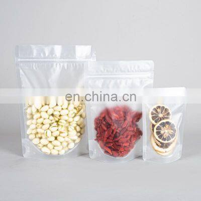 Matte Frosted Translucent Stand Up Pouch Plastic Reclosable Zip Lock Food Packaging Doypack Bag With Zipper