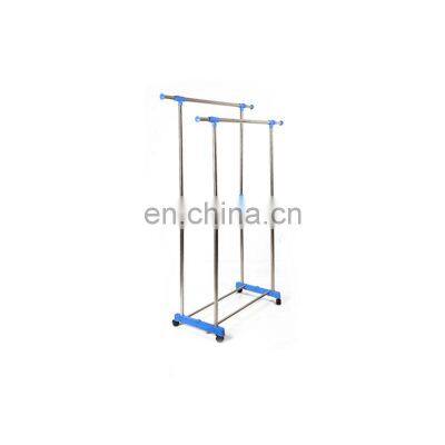 Floor to floor bedroom mobile simple clothes rack double pole clothes rack small clothes rack