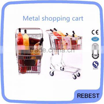 Zinc plated metal shopping cart with wheels