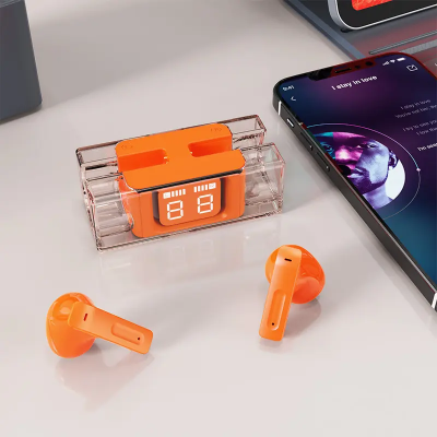 LED Display Bluetooth Earbuds Wholesale Wireless Headphone Handfree Transparent Earphone photo-6