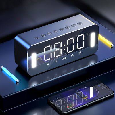 Wholesale Wireless Mini Clock Speakers Night Light Subwoofer BT Mirror Alarm Speaker