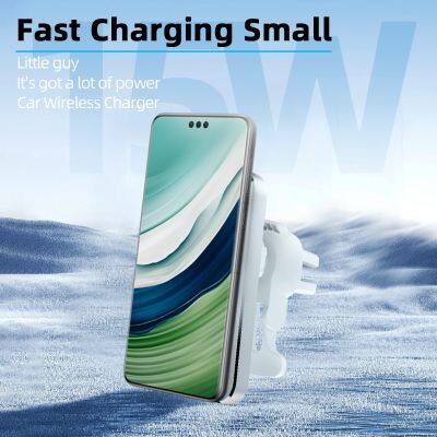 15W Magnetic Car Wireless Charger Aluminum Alloy Material Air Vent Clip Phone Holder Multi-angle Adjustable for Mobile Phone