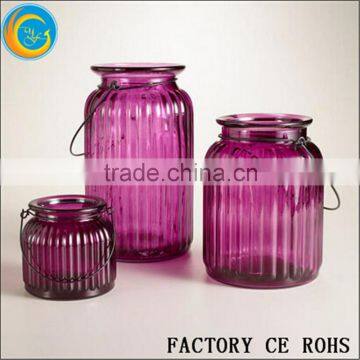 Purple Glass Candle Holder / Glass Jar / Glass Bottle With Hanger /Glass Bowl For Garden & Out Door Decor