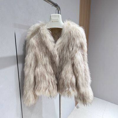 New raccoon fur encrypted double-sided woven fur coat for women's fashionable young style fur coat