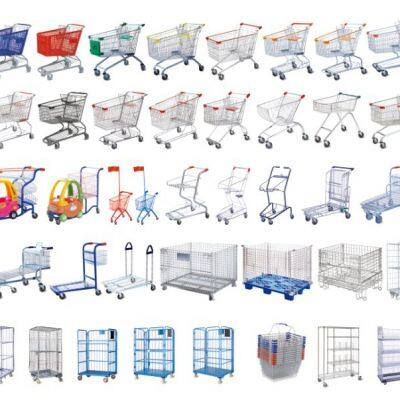 240L American style handcart 5 inch PU wheel Steel Shopping Trolley for Supermarket （surface : zinc and transparent powder coating）