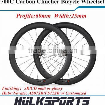 Road bicycle wheel 700C carbon road bike Clincher wheel 60mm Clincher carbon wheelset