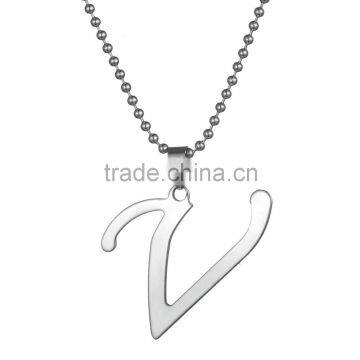 Hot Sale Letter V Stainless Steel 26 Alphabets Letter Necklace