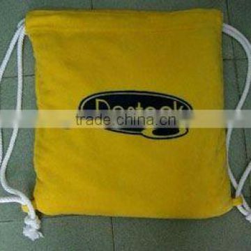 Yellow printed Velour Drawstring Beach Towel Bag