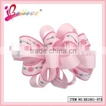 The most popular hair accessories koker frizzy ribbon flower french barrette for brand promotion (XH1001-575)